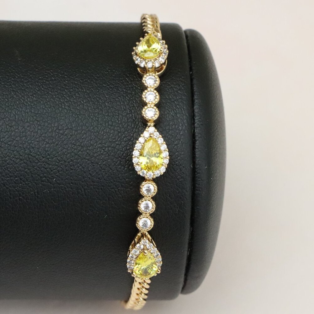 "Rose Gold Bracelet with Yellow Teardrop Stones, XPBL0784